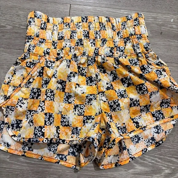 FP Movement by Free People High Waist Checkered Shorts - Yellow and Black - Picture 6 of 6